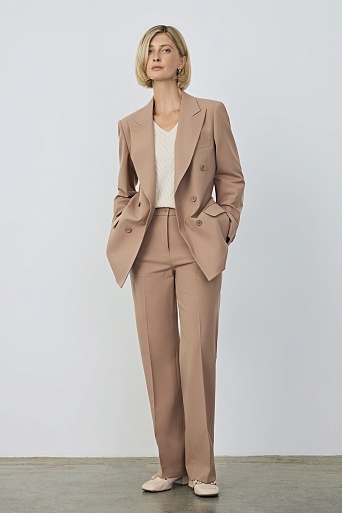 Удлиненный двубортный жакет, цвет бежевый KINSLEY