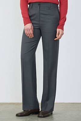 Прямые брюки из шерсти, серые