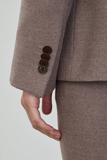Приталенный костюмный жакет из шерсти, серо-коричневый