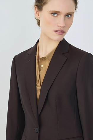 Приталенный жакет из шерсти, темный шоколад