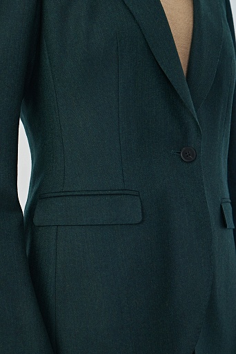 Приталенный жакет на одной пуговице, сине-зеленый