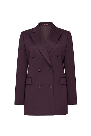 Двубортный жакет из шерсти, винный