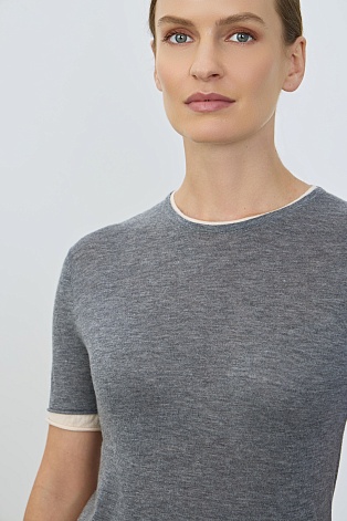 Двойной трикотажный топ, серо-белый