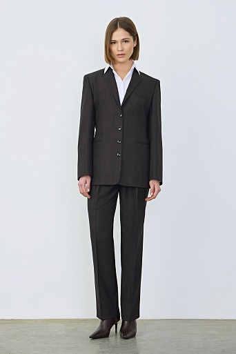 Костюмные брюки с защипами, темно-серые