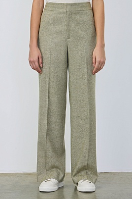 Прямые свободные брюки в елочку, фисташковые Linda