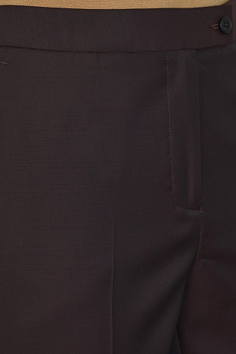 Зауженные костюмные брюки из шерсти, темный шоколад