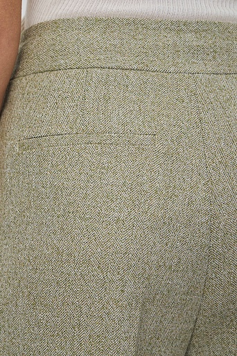 Прямые свободные брюки в елочку, фисташковые