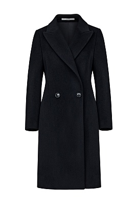 Черное пальто с бархатным эффектом