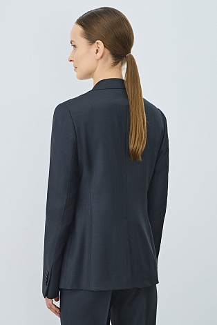 Костюмный жакет из шерсти в мелкую клетку, темно-серый AGATHA