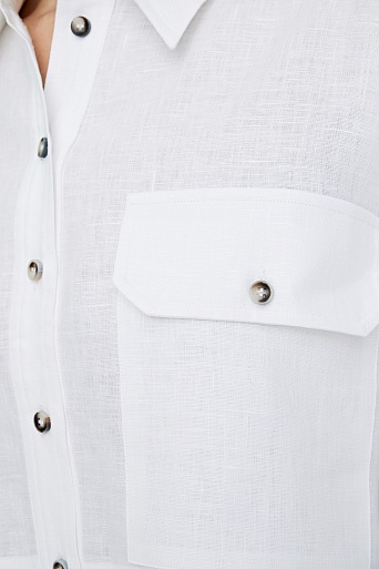 Белая укороченная блуза изо льна