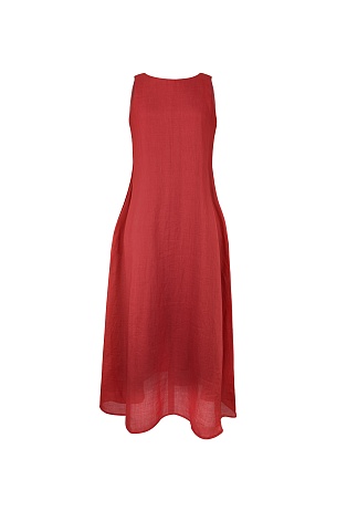 Красное платье-сарафан А-силуэта