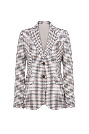 Приталенный жакет в мелкую клетку, коричневый с голубым AGATHA