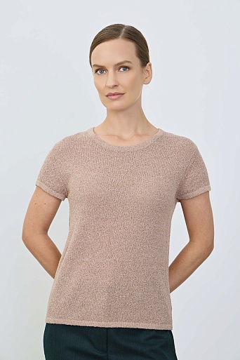 Трикотажный топ из букле, бежевый