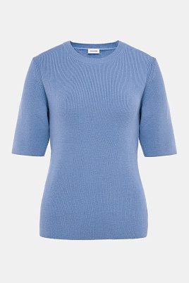 Джемпер с коротким рукавом с кашемиром, голубой