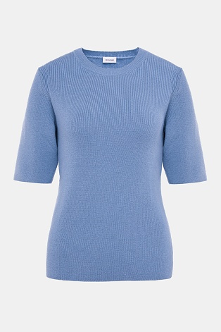 Джемпер с коротким рукавом с кашемиром, голубой