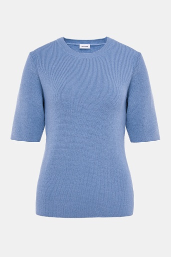 Джемпер с коротким рукавом с кашемиром, голубой