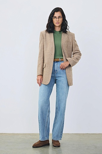 Прямые джинсы, голубые