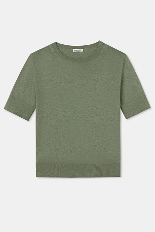 Джемпер из хлопка с коротким рукавом, цвет шалфей