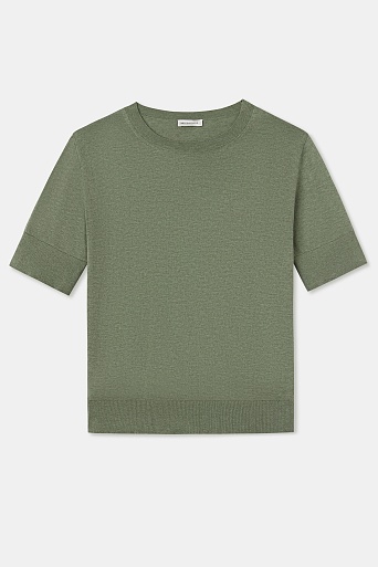 Джемпер из хлопка с коротким рукавом, цвет шалфей