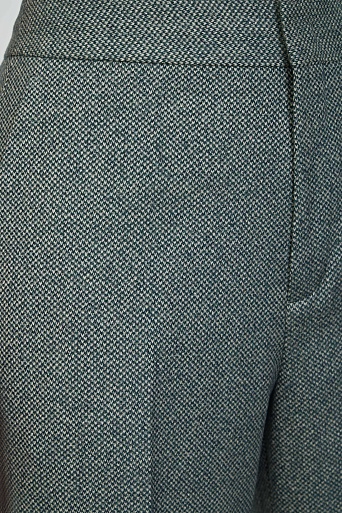 Прямые костюмные брюки из шерсти, серо-зеленые