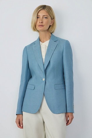 Однотонный пиджак голубого цвета ZEA