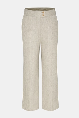 Расклешенные брюки со льном, цвет овсяное молоко