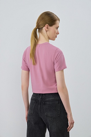 Базовая футболка из хлопка, ягодная