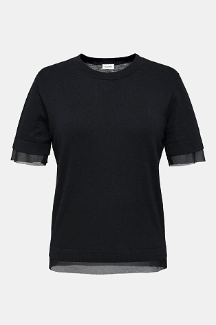 Комбинированный топ с полупрозрачными деталями, черный