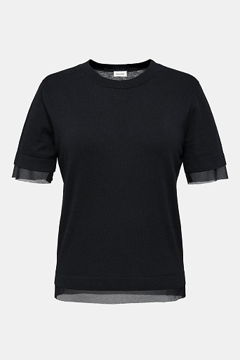 Комбинированный топ с полупрозрачными деталями, черный