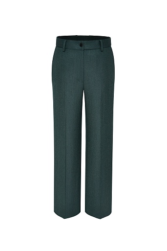 Прямые костюмные брюки в елочку, темно-серый