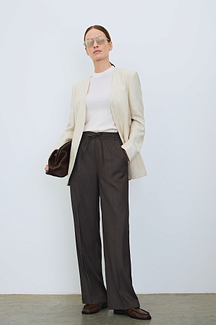 Прямые брюки на кулиске, серо-коричневые