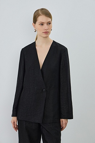 Текстурный жакет из натурального шелка, черный