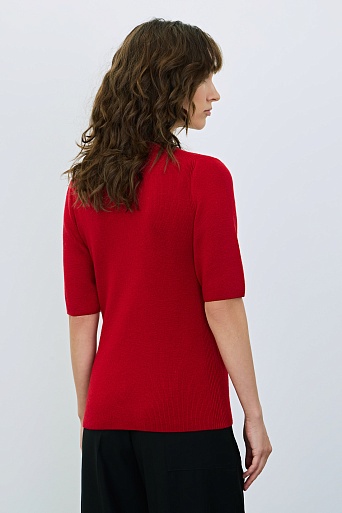 Джемпер с коротким рукавом с кашемиром, красный