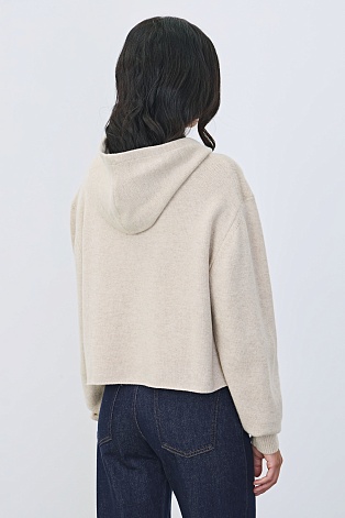 Трикотажная толстовка на молнии из шерсти, бежевый меланж