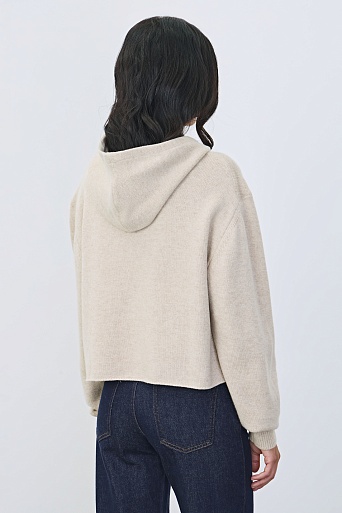 Трикотажная толстовка на молнии из шерсти, бежевый меланж