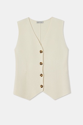 Трикотажный костюмный жилет с кашемиром, белый