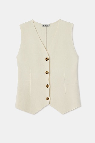 Трикотажный костюмный жилет с кашемиром, белый