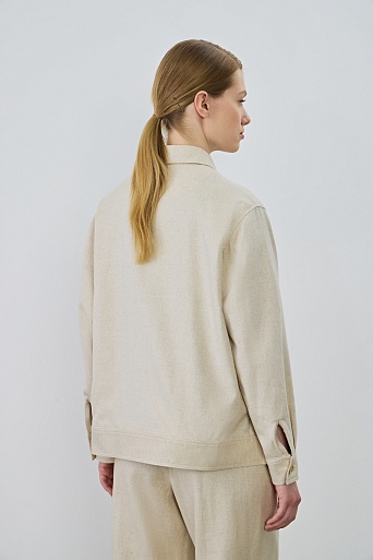 Куртка-рубашка изо льна, тенселя и хлопка, цвет овсяное молоко