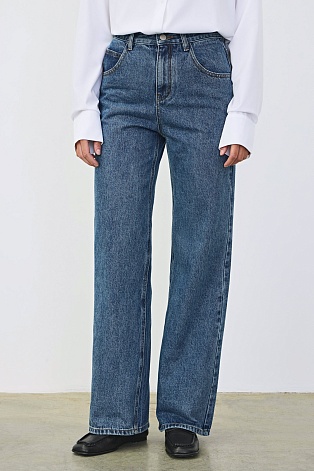 Прямые джинсы, темно-голубые