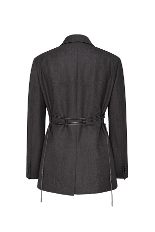 Жакет на пуговицах, темно-серый меланж