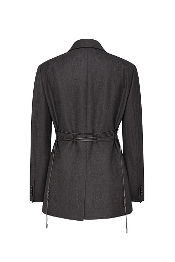 Жакет с декоративной шнуровкой на спинке, темно-серый