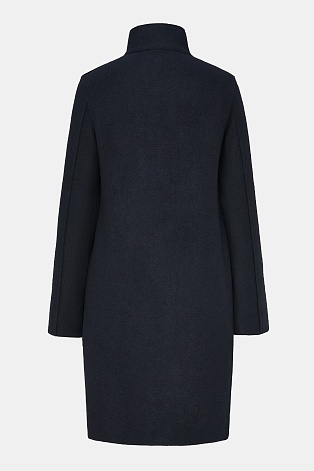 Пальто с воротником-стойкой, темно-синее