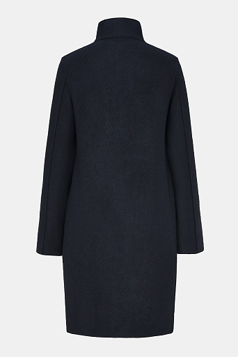 Пальто с воротником-стойкой, темно-синее