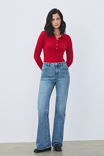 Джинсы клеш, голубые 