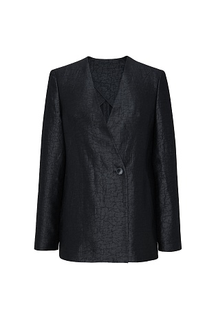 Текстурный жакет из натурального шелка, черный