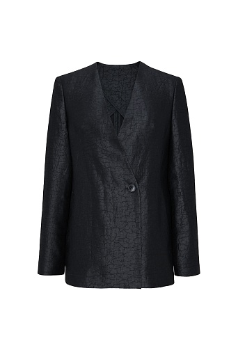 Текстурный жакет из натурального шелка, черный