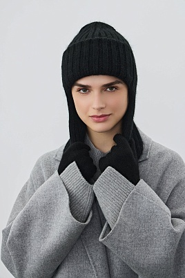 Перчатки с ангорой, черные