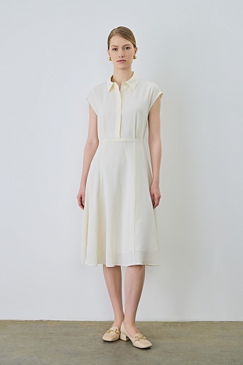 Легкое платье-рубашка, молочное