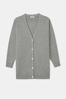 Длинный кардиган с кашемиром, светло-серый