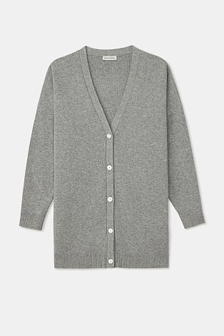 Длинный кардиган с кашемиром, светло-серый